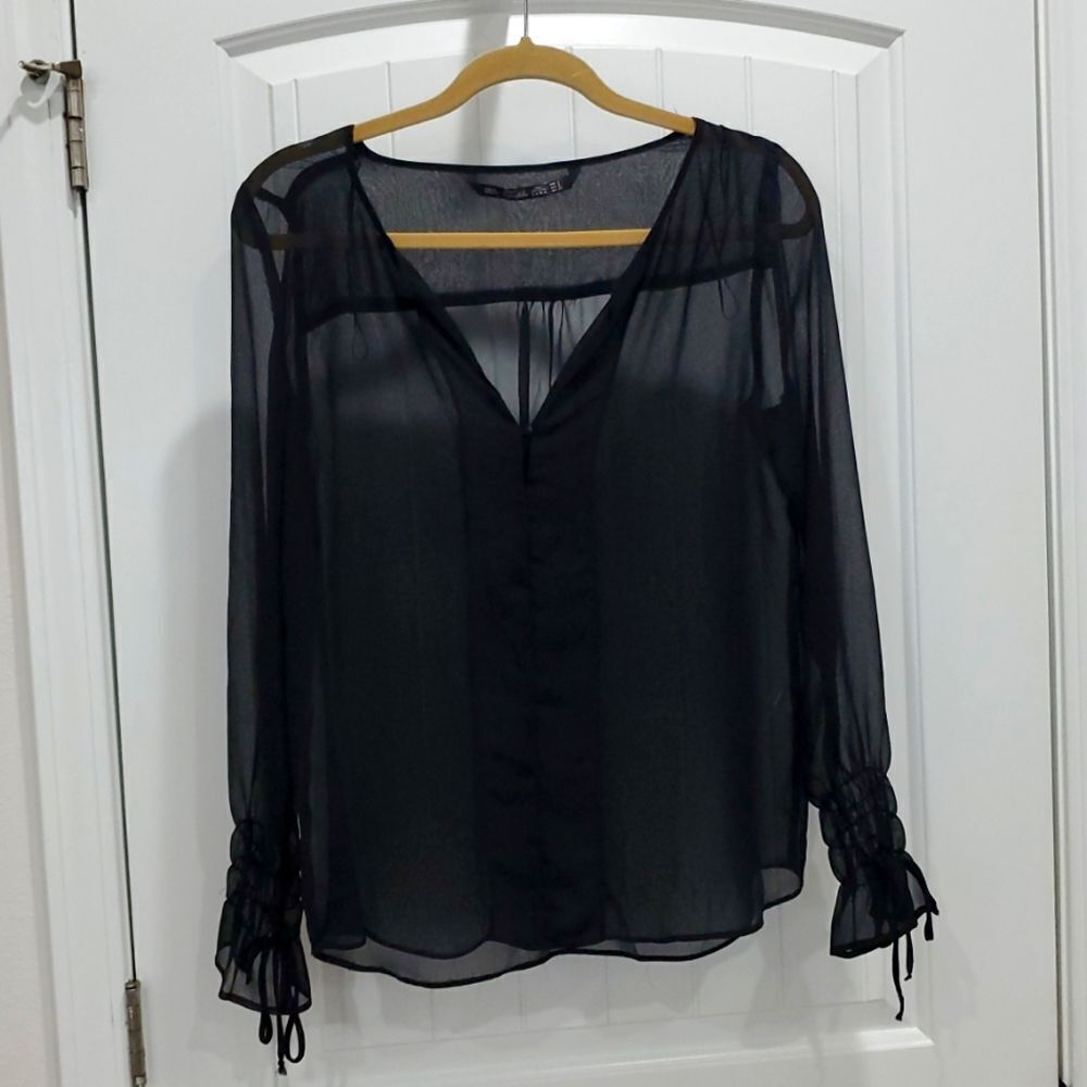 Zara Trafalic MMX Sheer iIlusion blouse, SIZE LARGE